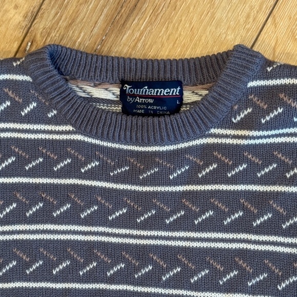 Vintage Tournament by Arrow Geometric Knit Sweater Men's Large - Picture 2 of 9